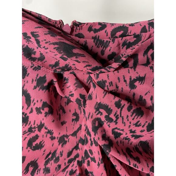 Allsaints Women’s 4 Rylie Roar Mini Skirt Animal Print Pink Ruched Zip NWD - Picture 2 of 8